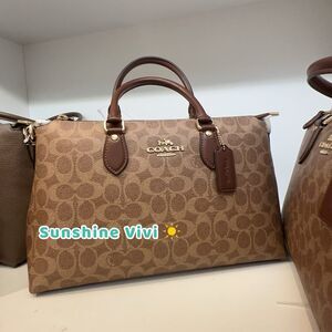 NWT Coach Georgia Satchel Bag In Signature Canvas CW422 Gold/Tan/Brown